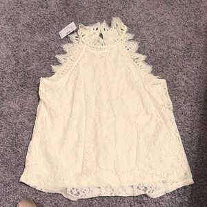 Maurices size XS Two Layer Lace Halter Top - Cream